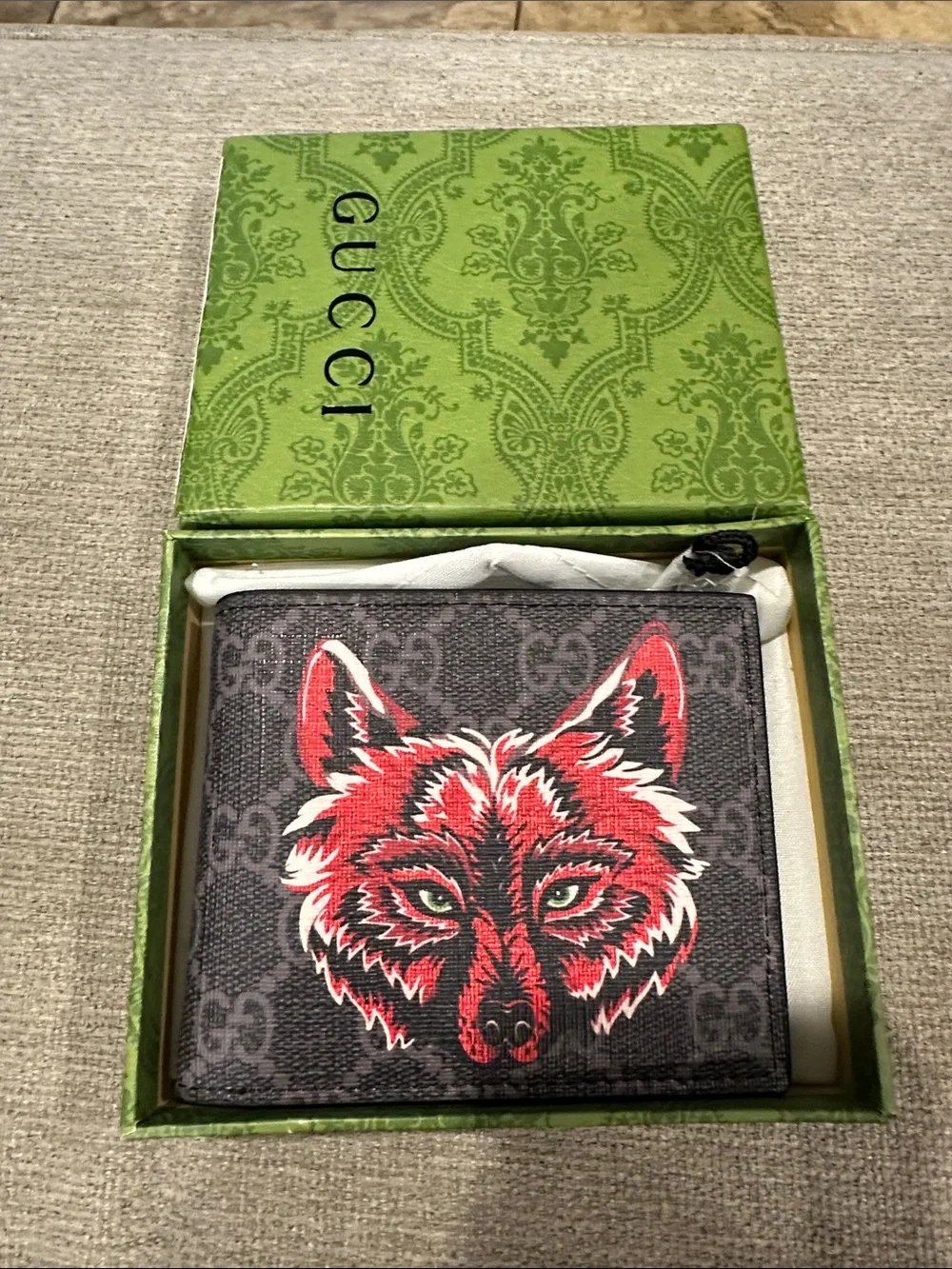 Men’s Black Wallet with Red Fox Motif